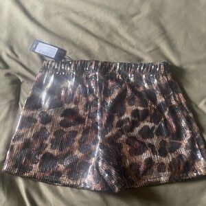 PrettyLittleThing Black and Bronze Sequin Shorts